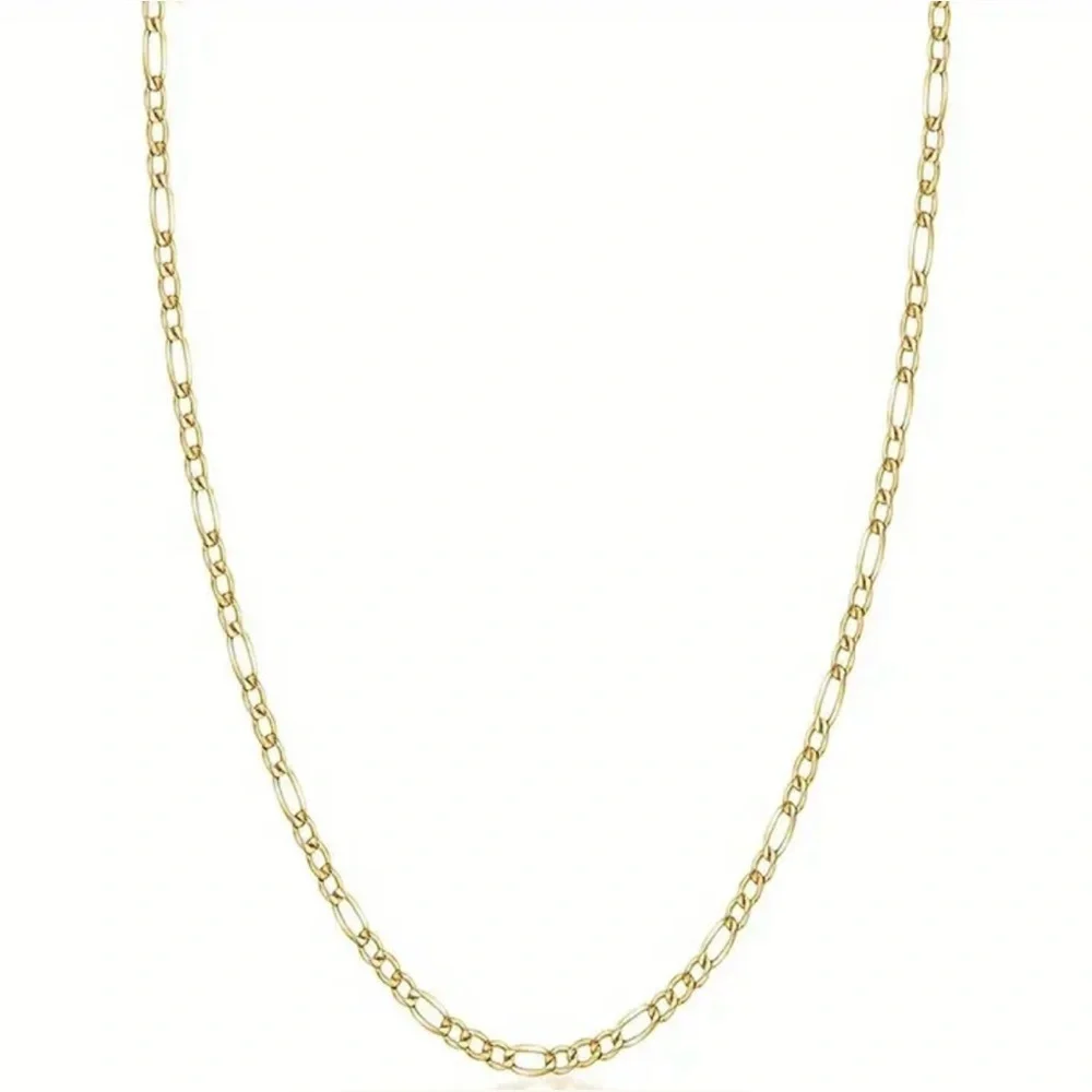 18K Gold Plated Figaro Small Link Chain Necklace, 20” and 24”